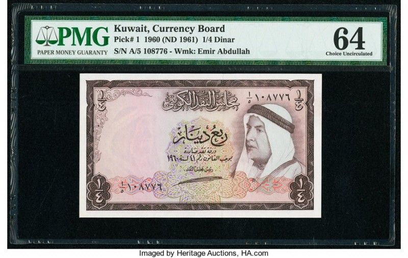 Kuwait Kuwait Currency Board 1/4 Dinar 1960 (ND 1961) Pick 1 PMG Choice Uncircul...