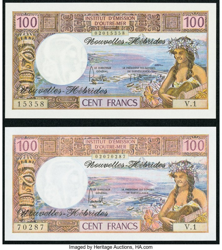 New Hebrides Institut d'Emission d'Outre-Mer 100 Francs ND (1972) Pick 18b; ND (...