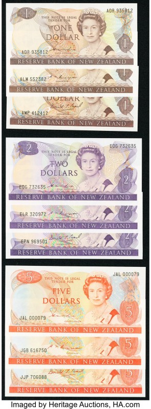 New Zealand Reserve Bank of New Zealand 1; 1; 1; 2; 2; 2; 5; 5; 5 Dollars ND (19...