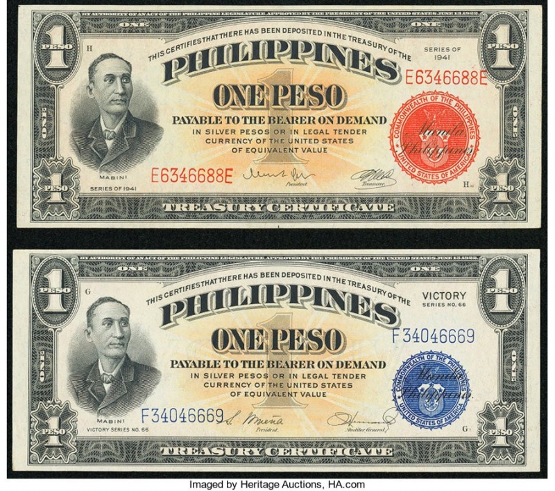 Philippines Philippine National Bank 1 Peso 1941 (ND 1944) Pick 89c; Victory Iss...