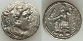 MACEDONIAN KINGDOM. Alexander III the Great (336-323 BC). AR tetradrachm (26mm, 16.95 gm, 3h). NGC Choice AU 4/5 - 3/5, flan flaw. Lifetime issue of M...
