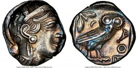 ATTICA. Athens. Ca. 440-404 BC. AR tetradrachm (25mm, 17.17 gm, 9h). NGC AU 4/5 - 4/5. Mid-mass coinage issue. Head of Athena right, wearing crested A...