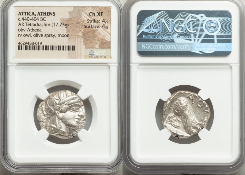 ATTICA. Athens. Ca. 440-404 BC. AR tetradrachm (23mm, 17.23 gm, 10h). NGC Choice...