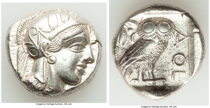 ATTICA. Athens. Ca. 440-404 BC. AR tetradrachm (23mm, 17.16 gm, 9h). AU. Mid-mas...