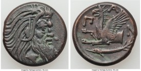 CIMMERIAN BOSPORUS. Panticapaeum. Ca. 4th century BC. AE (20mm, 6.33 gm, 11h). XF. Head of bearded Pan right / Π-A-N, forepart of griffin left, sturge...