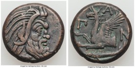 CIMMERIAN BOSPORUS. Panticapaeum. Ca. 4th century BC. AE (19mm, 7.36 gm, 11h). Good VF. Head of bearded Pan right / Π-A-N, forepart of griffin left, s...