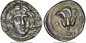 CARIAN ISLANDS. Rhodes. Ca. 250-230 BC. AR didrachm (21mm, 11h). NGC XF. Erasicles, magistrate. Radiate facing head of Helios, turned slightly right, ...