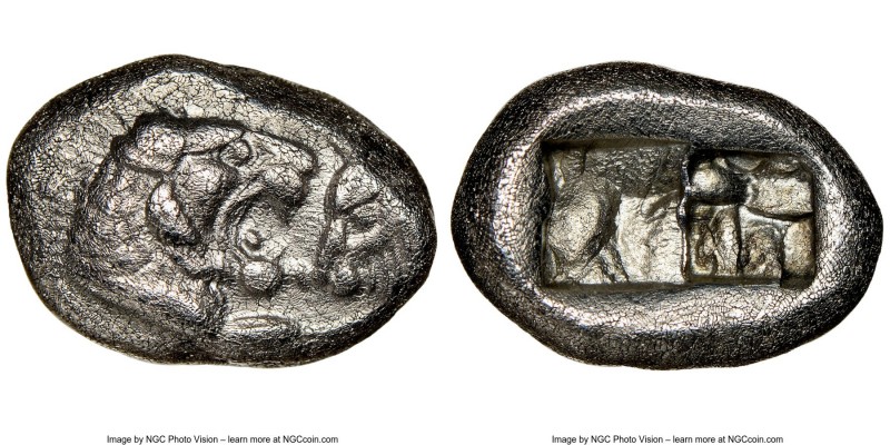 LYDIAN KINGDOM. Croesus (561-546 BC). AR half-stater or siglos (16mm, 5.24 gm). ...