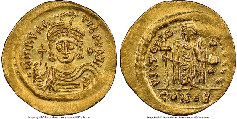 Maurice Tiberius (AD 582-602). AV light-weight solidus of 23 siliquae (22mm, 4.3...