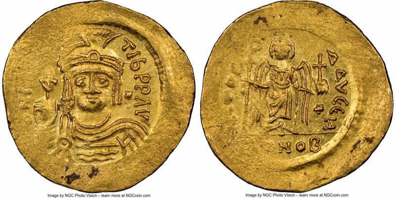 Maurice Tiberius (AD 582-602). AV light-weight solidus of 23 siliquae (22mm, 7h)...