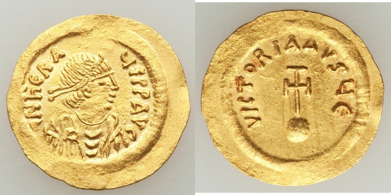 Heraclius (AD 610-641). AV semissis (19mm, 2.16 gm, 6h). XF. Constantinople, 5th...