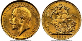 George V gold Sovereign 1914-S MS63+ NGC, Sydney mint, KM29. AGW 0.2355 oz. 

HID09801242017