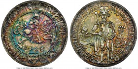 Sigismund of Tyrol Restrike Guldiner 1486-Dated (1953) MS67 NGC, KM-XM28. Patinated in multiple shades of olive, gold, magenta, red, orange and teal. ...
