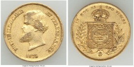 Pedro II gold 10000 Reis 1875 XF, Rio de Janeiro mint, KM467. 22.7mm. 8.91gm. AGW 0.2643 oz. 

HID09801242017