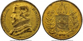 Pedro II gold 20000 Reis 1849 XF45 NGC, Rio de Janeiro mint, KM461. Mintage: 6,464. First year and rarest mintage of three year type. AGW 0.5286 oz. 
...