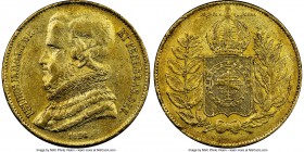 Pedro II gold 20000 Reis 1850 XF45 NGC, Rio de Janeiro mint, KM461, Fr-119. Second year of three year type. AGW 0.5286 oz. 

HID09801242017