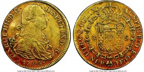Charles IV gold 8 Escudos 1795 P-JF AU53 NGC, Popayan mint, KM62.2. AGW 0.7615 oz. 

HID09801242017