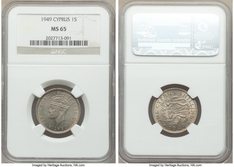 British Colony. George VI Shilling 1949 MS65 NGC, KM31. Full mint bloom with gra...