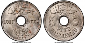 Hussein Kamil 5 Milliemes AH 1335 (1917)-H MS63 PCGS, Heaton mint, KM315.

HID09801242017