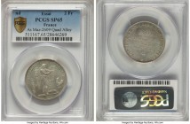 Republic silver Specimen 2 Francs-Size Essai ND (1929) SP65 PCGS, GEM-171.1, Maz-2609var. Satin surfaces with a pastel gold and gray-blue sheen. 

HID...