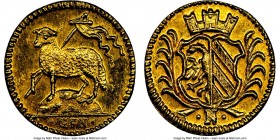 Nürnberg. Free City gold 1/8 Ducat ND (1700)-GFN MS65 NGC, KM248. Crowned arms flanked by palm sprigs / Paschal lamb left. 

HID09801242017