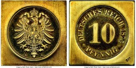 Wilhelm I gold Proof Klippe Pattern Restrike 10 Pfennig 1873-G (c. 1970) PR65 Cameo NGC, Karlsruhe mint, KM-PnA9. Struck c. 1970 in 14 karat gold and ...