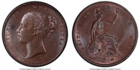 Victoria Penny 1853 MS64 Brown PCGS, KM739, S-3948, Ornamental trident variety. Velvet surfaces with rosaceous and sappire hue, obverse dark spot. 

H...