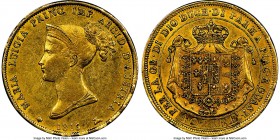 Parma. Maria Luigia (Marie Louise) gold 40 Lire 1815 AU53 NGC, KM-C32. First year of two year type. AGW 0.3733 oz.

HID09801242017