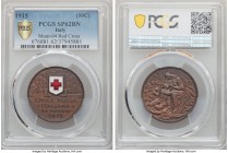 Vittorio Emanuele III bronze Specimen "Red Cross" Medal (10 Centimes) 1915 SP62 Brown PCGS, Mont-04. By S. Johnson. 30mm. ELA PIETA CHE L'VOMO ALL VOM...