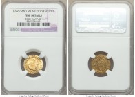 Philip V gold Escudo 1746/5 Mo-MF Fine Details (Edge Damage) NGC, Mexico City mint, KM113. Last year of type. AGW 0.0997 oz. 

HID09801242017