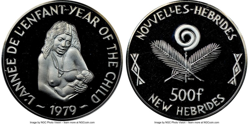 French / British Condominium silver Proof "Year of the Child" 500 Francs 1979 PR...