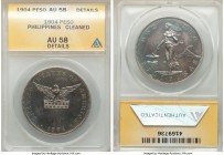 USA Administration Peso 1904 AU58 Details (Cleaned) ANACS, KM168. Graphite, teal, gold and rose toning. 

HID09801242017