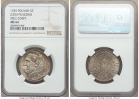 Republic 5 Zlotych 1934-(w) MS64 NGC, Warsaw mint, KM-Y25. Rifle Corps symbol below eagle with wings open. 

HID09801242017