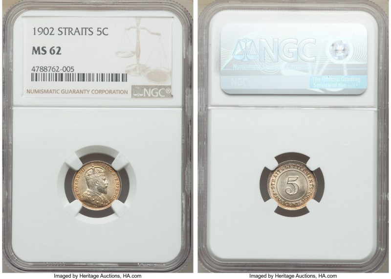 British Colony Pair of Certified Assorted 5 Cents NGC, 1) Edward VII 5 Cents 190...