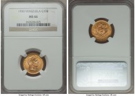 Republic gold 10 Bolivares 1930-(P) MS66 NGC, Philadelphia mint, KM-Y31. A distinctive example with sparkling golden luster and peripheral olive-gold ...