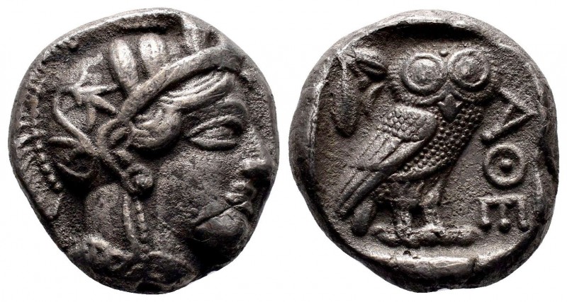 Attica, Attica, Athens AR Tetradrachm. Circa 353-294 BC. AR Helmeted head of Ath...