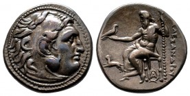 Kingdom of Macedon. Alexander III AR Drachm. Miletos, circa 295/4 BC. Head of Herakles r., wearing lion skin / Zeus Aëtophoros seated l.

Condition: V...