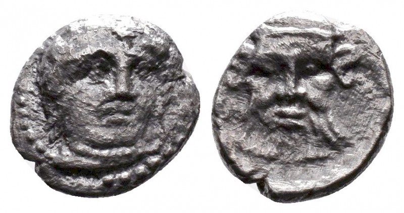 CILICIA, Uncertain. Circa 400-350 BC. AR Obol. Turreted and bearded head left / ...