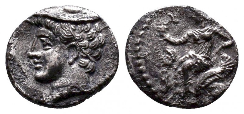 Cilicia, Uncertain mint AR Obol. 4th century BC. Head of Hermes wearing petasos ...