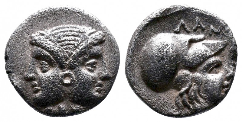 Mysia, Lampsakos AR Drachm. Circa 500-470 BC. Diademed Janiform female head / He...