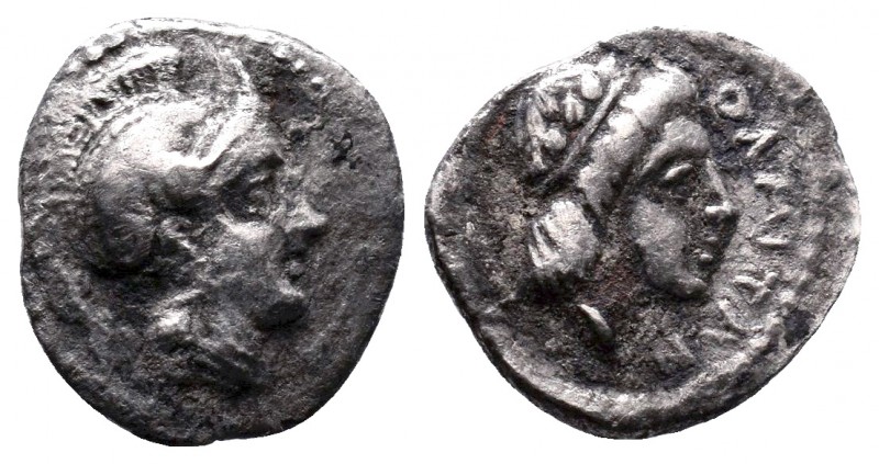 CILICIA, Holmoi. 4th century BC. AR Obol Helmeted head of Athena right / OLMITAN...