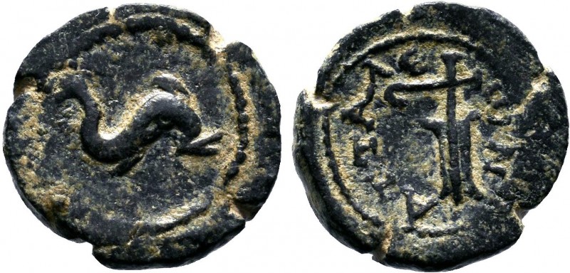 PAMPHYLIA. Attaleia.Uncertain.( 1st Century BC ).AE Bronze. Dolphin right / ATTA...