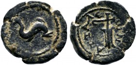 PAMPHYLIA. Attaleia.Uncertain.( 1st Century BC ).AE Bronze. Dolphin right / ATTAΛEΩN, Rudder. SNG BN Paris 241. RPC II 1508.

Condition: Very Fine
...