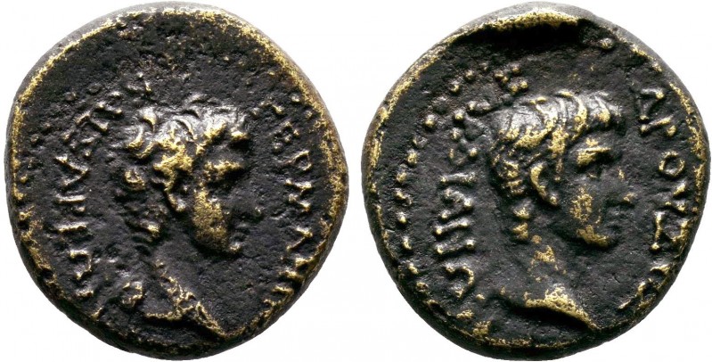 LYDIA. Sardes. Germanicus, with Drusus, Caesar, 15 BC-AD 19.AE Bronze. ΓΕΡΜΑΝΙΚΟ...