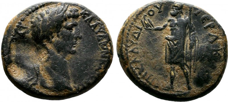 PHRYGIA. Aizanis . Claudius AD 41-54.AE Bronze. KΛAYΔION KAICAΡA AIZANITAI, laur...