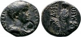 PHRYGIA. Docimeum. Claudius (41-54). AE Bronze. TI KΛΑΥΔΙΟC KΑΙCAP. Laureate head right / ΔOKI - MEΩN. Kybele standing facing; lion to left and right....