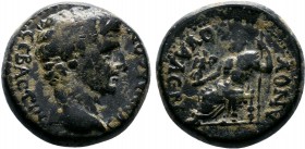 Tiberius - Phrygia AE of Synnada (14-37 AD),, Claudius Valerianus, Zeus Obv: Bare head right. Legend: CEBACTOC CYNNAΔEΩN Rev: Zeus seated left, holdin...