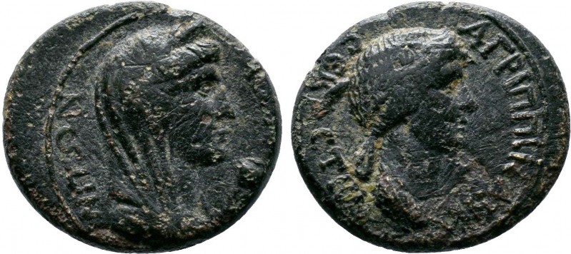 PHRYGIA. Aezanis.Agrippina.(15 BC-AD 19).AE Bronze.ΑΓΡΙΠΠΙΝΑΝ ϹƐΒΑϹΤΗΝ.draped bu...
