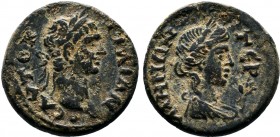 MYSIA. Germe. Trajan( AD 98-117).AE Bronze.AVTOK TPAINOC (sic), laureate head right / ΓEP-[M]HNΩN, laureate bust of Apollo right, in front, laurel-spr...