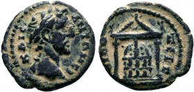PAMPHYLIA. Perge. Antoninus Pius (138-161 AD). AE Bronze.ΚΑΙϹΑΡ ΑΝΤΩΝΕΙΝΟϹ.laureate head of Antoninus Pius, r / ΠƐΡΓΑ[ΙΩΝ?] ΑΡΤΕΜΙΔΟϹ.temple with two ...